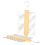 natural multi layer wooden tie display hanger