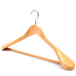 Wide wooden coat hanger for outerwear wholesale