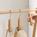 natural wooden closet hooks for belt scarf display