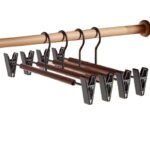 Natural Frosted Metal+Wood Trousers/Skirt Hanger with Movable Clips wholesale