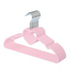 cute heart shape flocking plastic kids clothes hanger