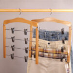 space saving multi layer wooden bottom clothes hanger