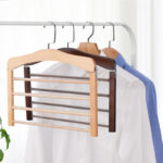 4 layer space saving wooden pants skirts hanger