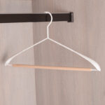 wide shoulder frosted wire+wood hanger
