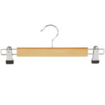 Eco-friendly wooden skirt pants hanger with metal clips