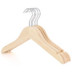 Durable child size wooden clothes hanger natural finish