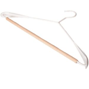 wide shoulder frosted wire+wood hanger
