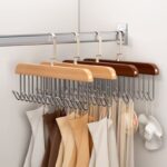 wooden belt hanger with 6 hooks