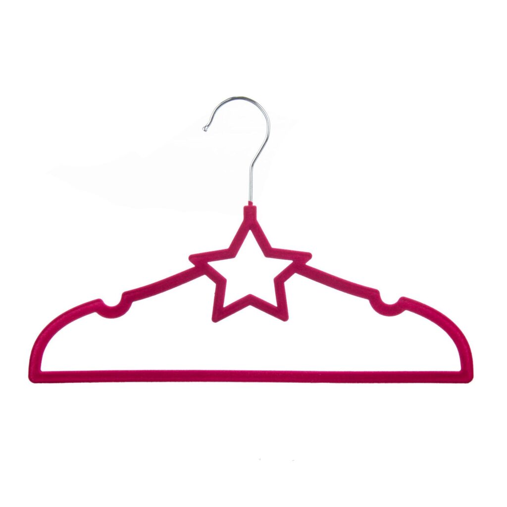 Star shape flocking plastic baby clothes hanger
