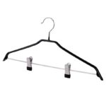 PVC coated wire clothes hanger with metal clips