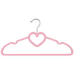 Heart shape flocking plastic baby clothes hanger