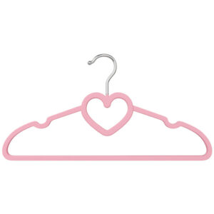 cute heart shape flocking plastic kids clothes hanger