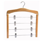 Space-saving multi-layer wooden pants hanger