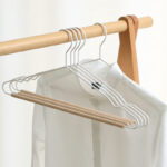 Frosted Wire+Wood Hanger for Clothes wholesale