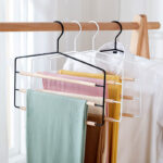 3 layer frosted metal wood trousers hanger