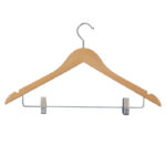 Wooden clothes hanger with movable clips