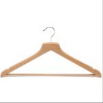 Sturdy wooden clothes hanger with shoulder notches